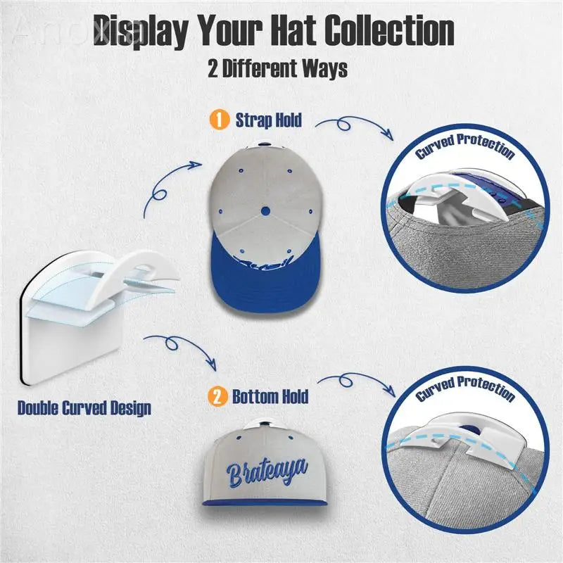 Wall Mounted Baseball Cap Hooks No Trace Storage Rack for Hats and Accessories