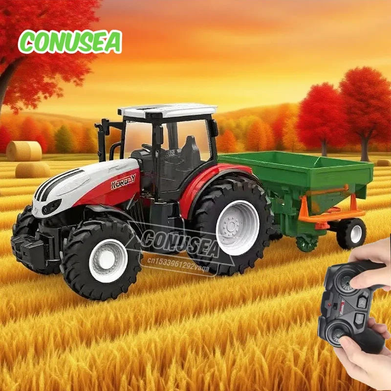 Remote Control Farm Truck & Tractor Set for Kids - 1:24 Scale Educational Toy