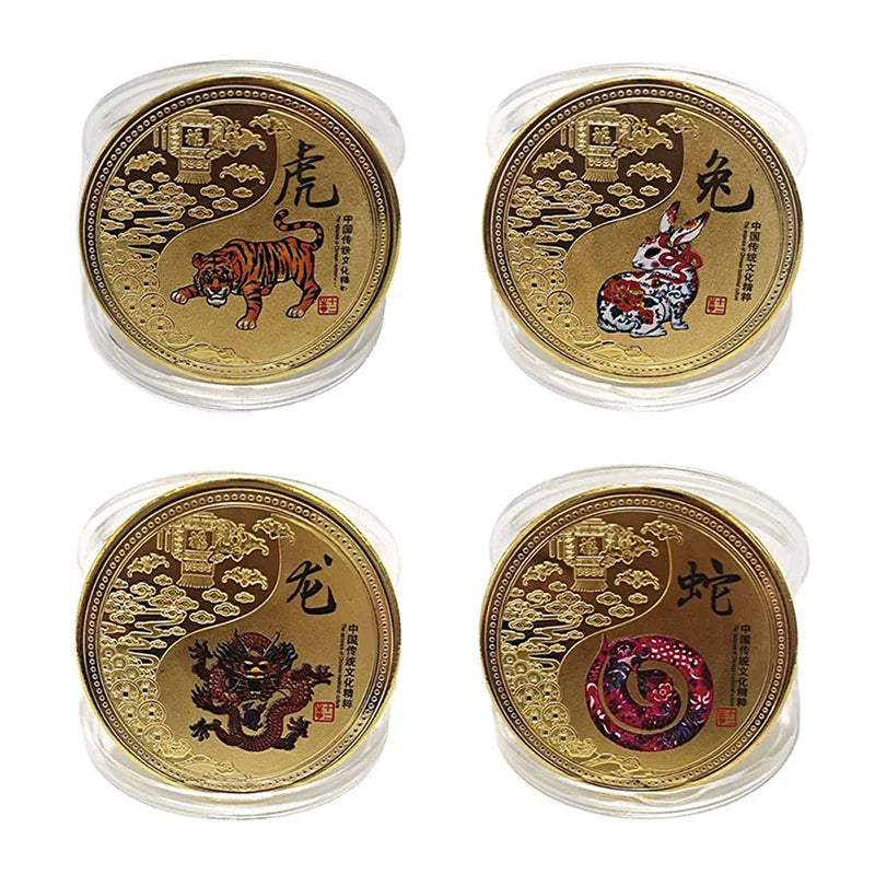 Animal Collectible Coin Set - Lucky Mascots Souvenirs for Home Decor