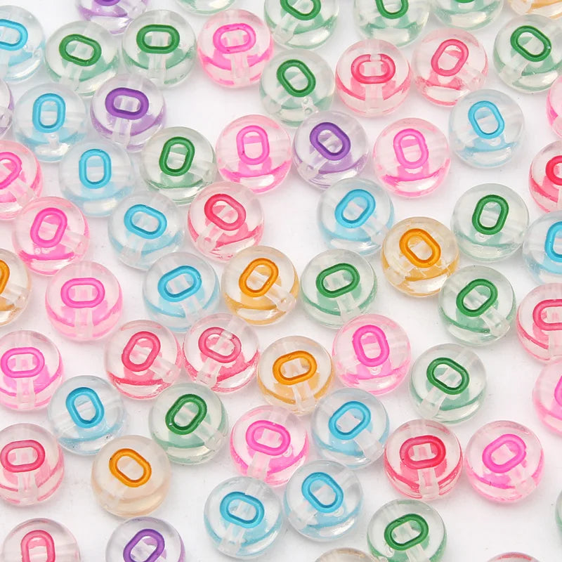 100Pcs Colorful Alphabet A-Z Acrylic Beads for Jewelry Making - Round Flat Spacer Beads