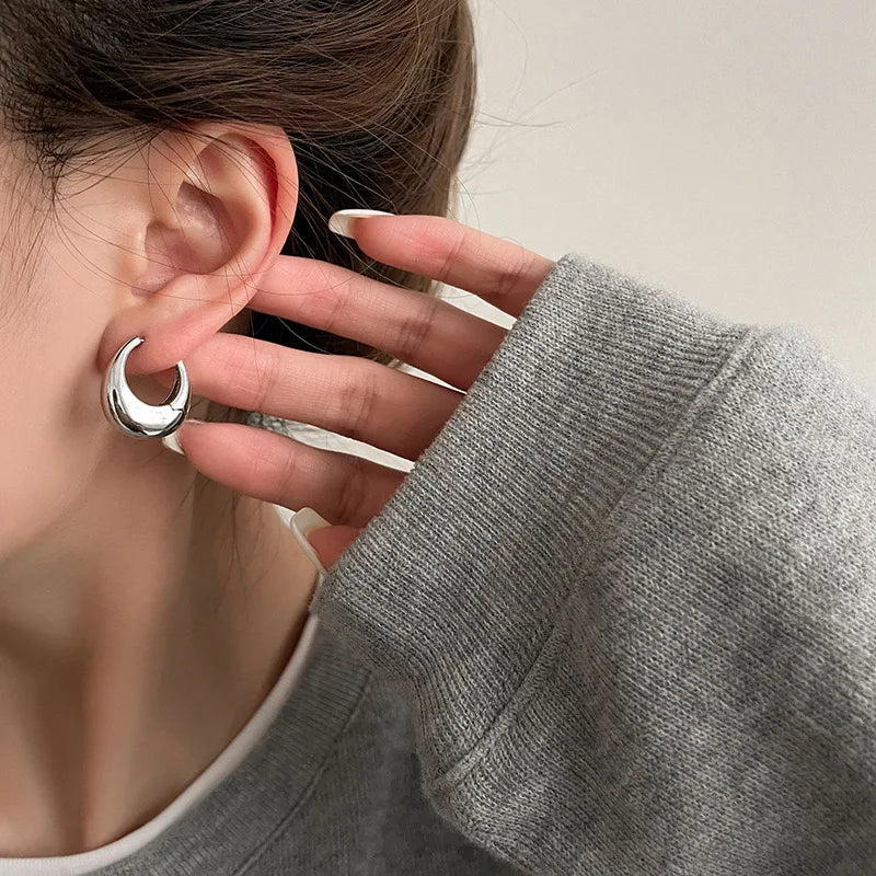 Stainless Steel Chunky Hoop Earrings for Women Girls Statement Jewelry
