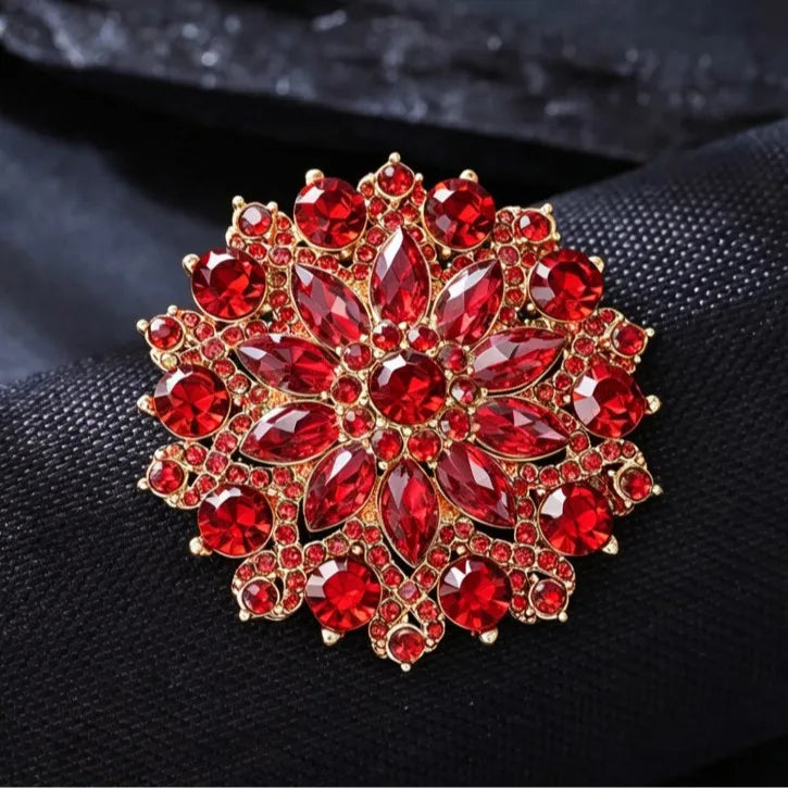 Green Rhinestone Sunflower Brooches for Women - Party Jewelry & Accessories