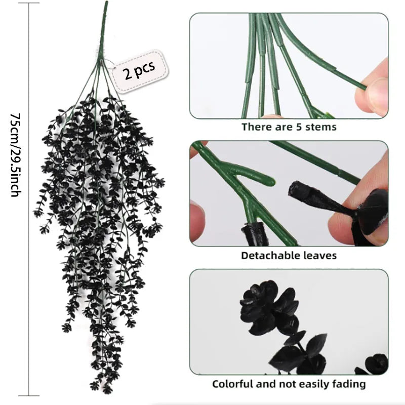 Artificial Vines 2-Pack UV-Resistant Hanging Plants for Indoor & Outdoor Home Decor