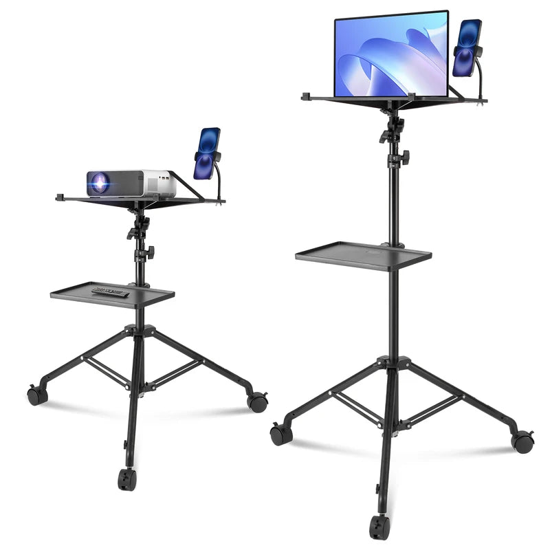 Portable Adjustable Projector Tripod Stand with Tray & Phone Holder