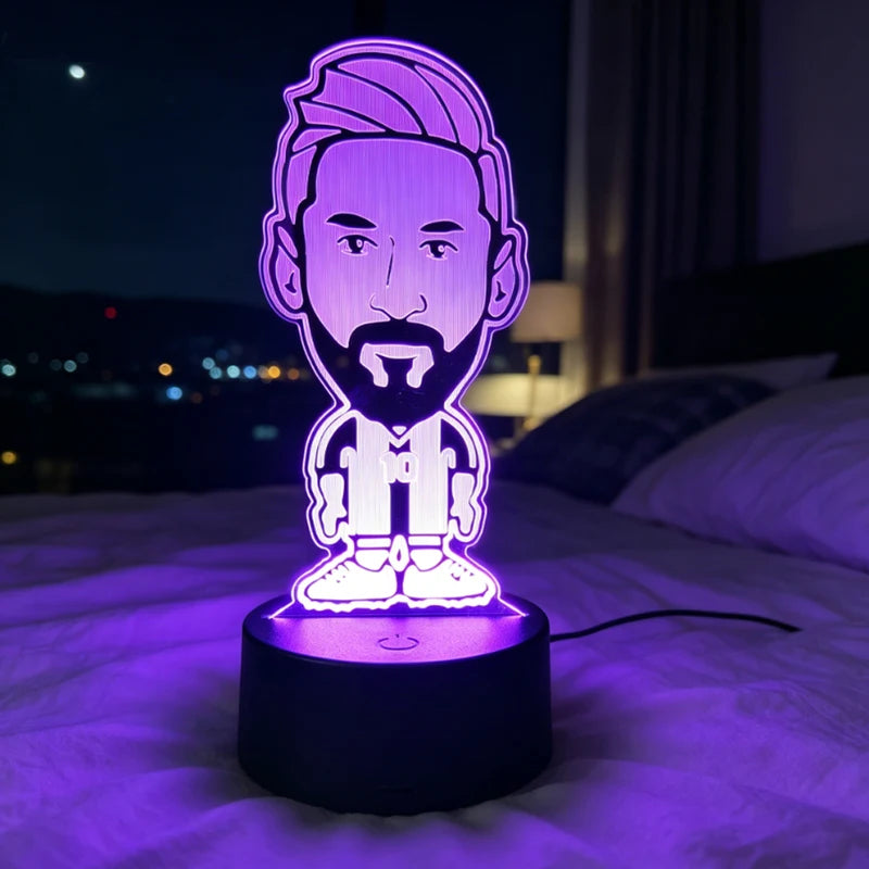 Footballer Lionel Messi 3D Acrylic Night Light with 7 Color Gradient & Dimmable Lighting