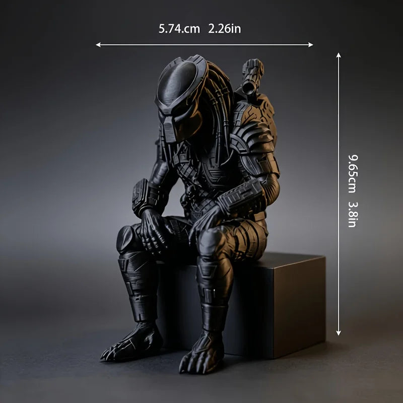 Interstellar Hunter Sci-Fi Alien Figurine - Dark Desktop Model Ornament
