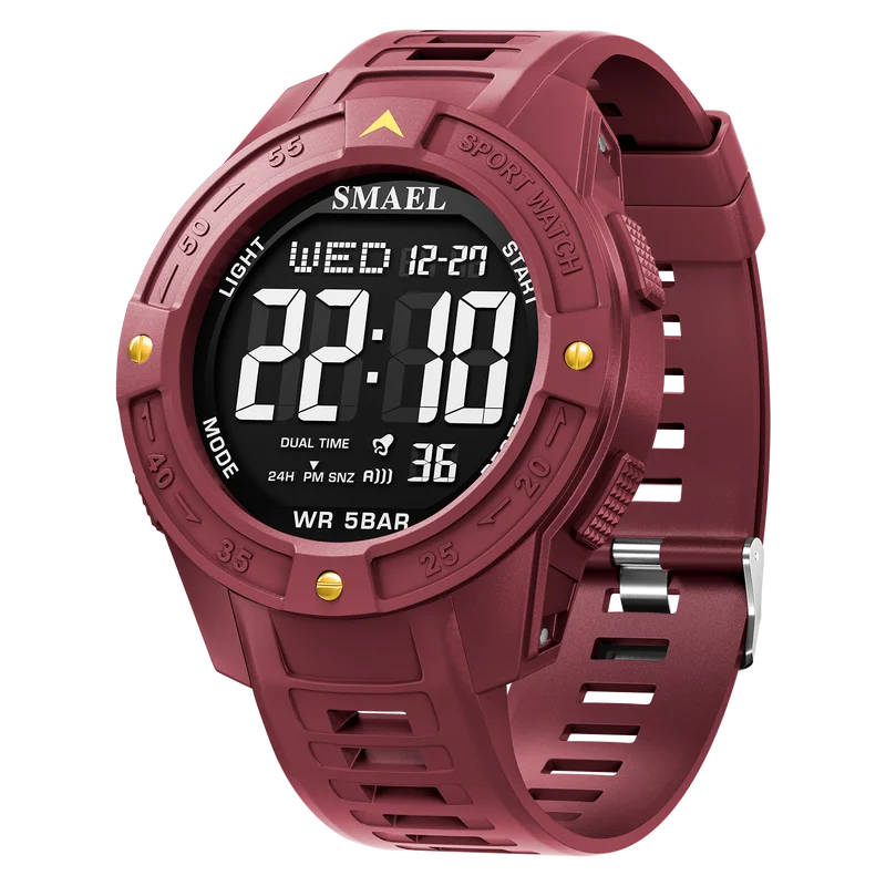 Digital Sport Wristwatch with Alarm Night Light Waterproof 50M