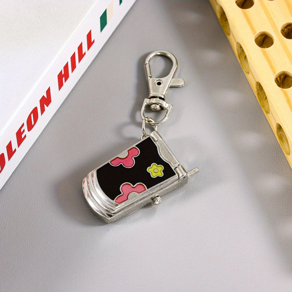 Retro Flip Phone Keychain Watch - Cute Pendant & Creative Gift