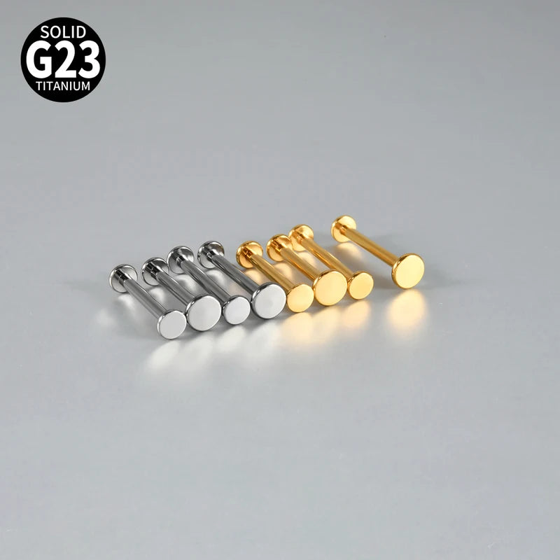 Titanium Labret Piercing Jewelry 14G Flat Internal Thread Tongue Barbell Set