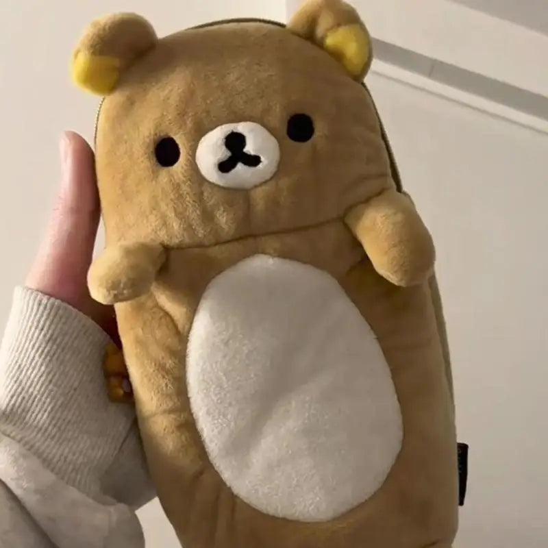 Cute Rilakkuma Plush Pencil Case Storage Bag for Kids - Cartoon School Stationery