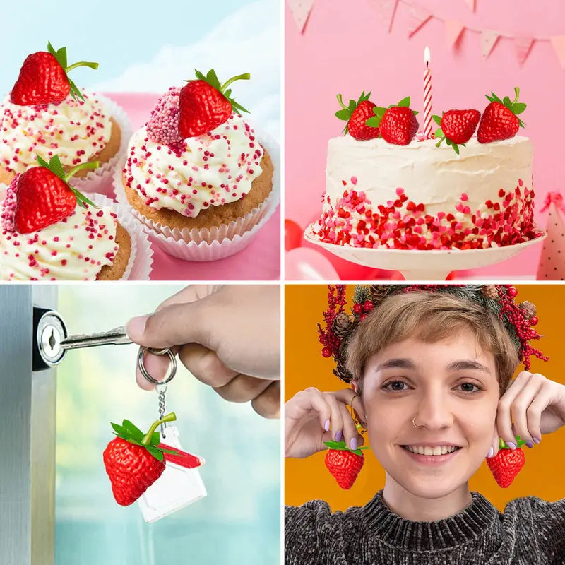 Artificial Strawberry Fake Plastic Fruit for Photography & Decor - 10/20 Pcs
