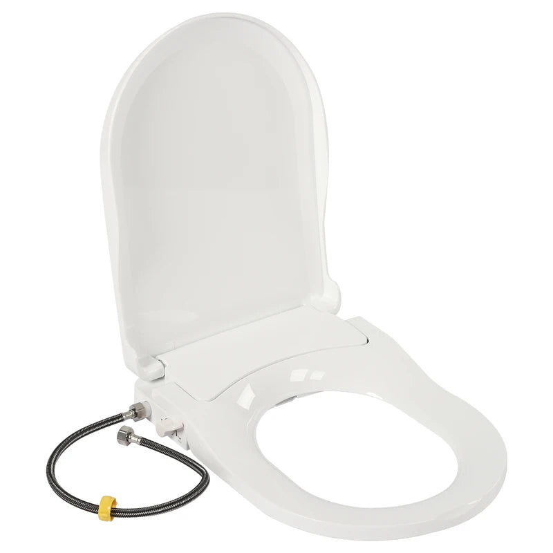 Non-Electric Bidet Toilet Seat with Dual Nozzle for Elongated Toilets
