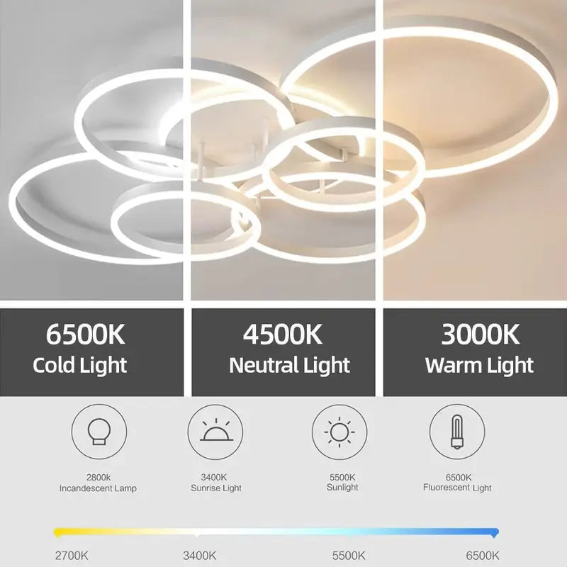 Modern Dimmable Ceiling Chandelier LED Light Fixture for Indoor Home Living