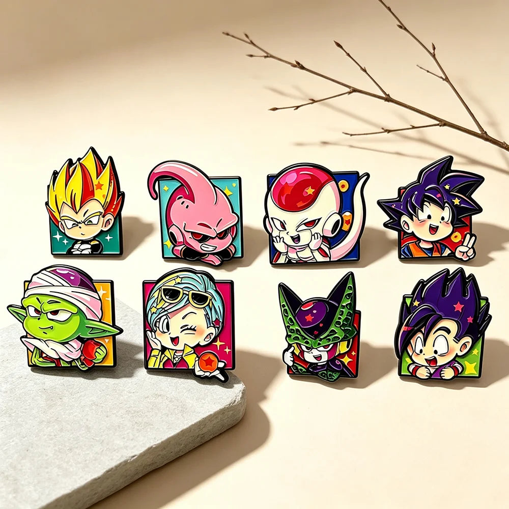 8PCS Cute Chibi Saiyan Enamel Pin Set Cartoon Anime Metal Badges for Clothing