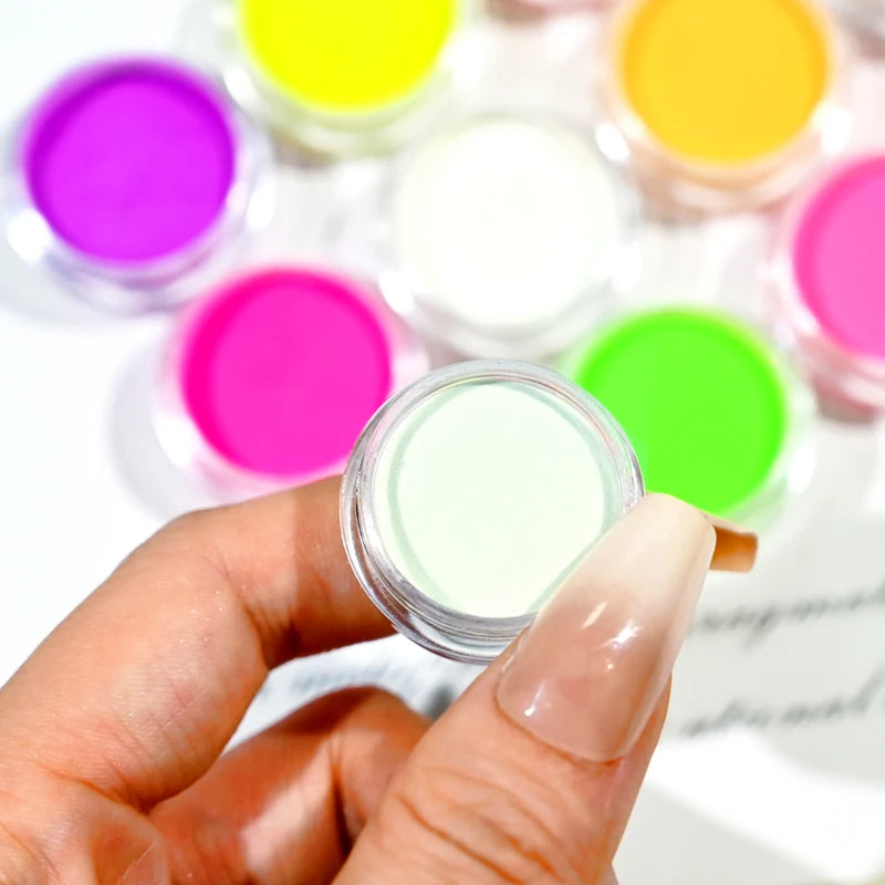 12pcs Glow in Dark Luminescent Powder Set for Nail Art and Crafts