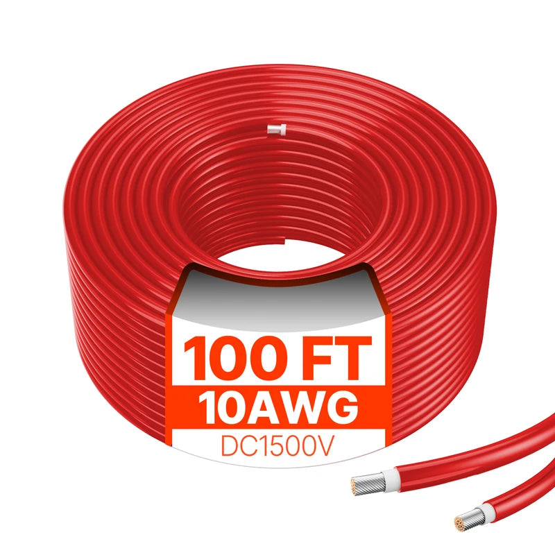 100FT Solar Panel Extension Cable 10AWG Waterproof for Home RV Solar Systems