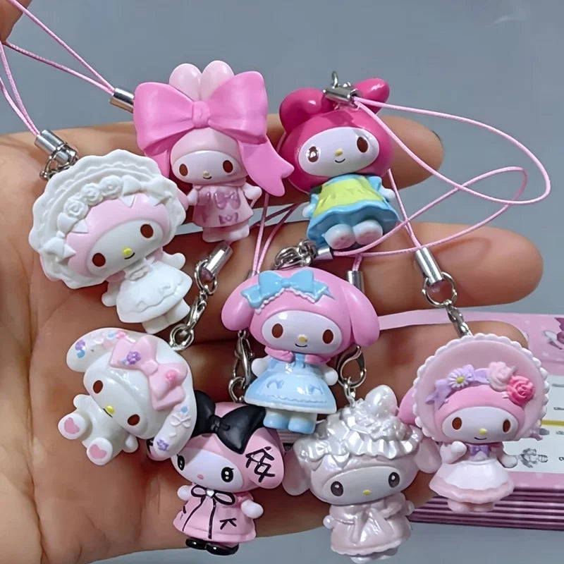 Cute Bow Cat Melody Pendant Blind Box Keychain - Cartoon Animal Figure Gift