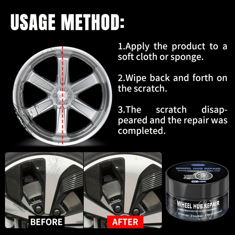 Car Wheel Scratch Repair Wax - 100g Tire & Wheel Polishing Treatment