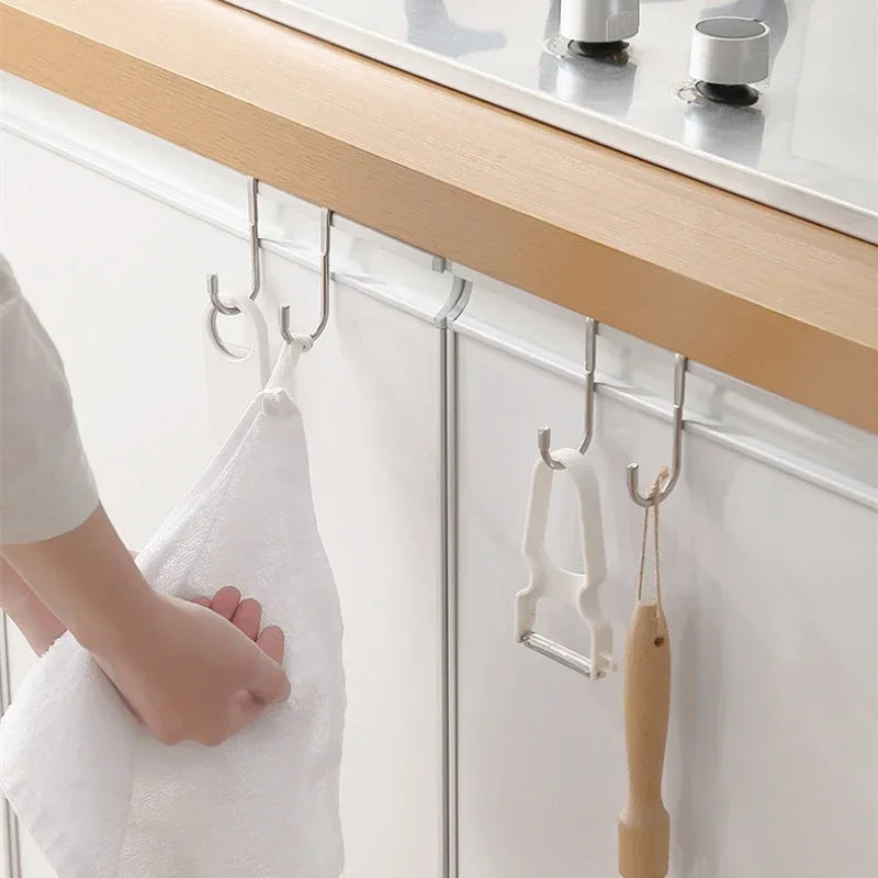 Stainless Steel Double S-Shape Hook for Kitchen Bathroom Cabinet Door Storage