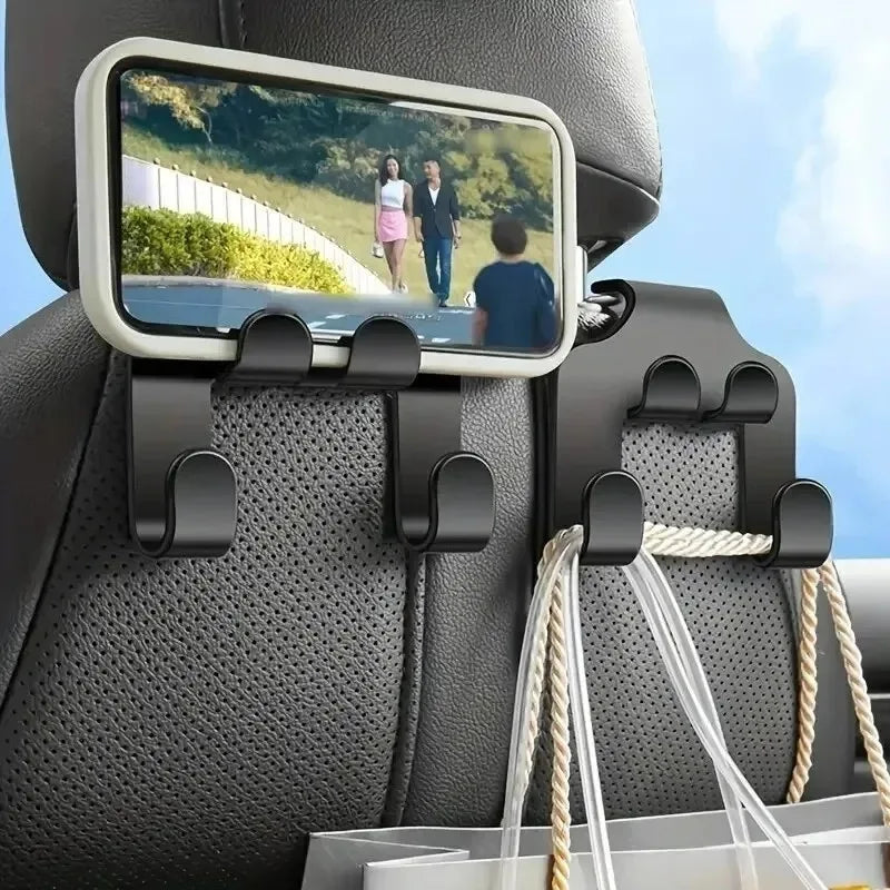 Car Back Seat Phone Holder & Hanging Storage Hook - Universal Adjustable