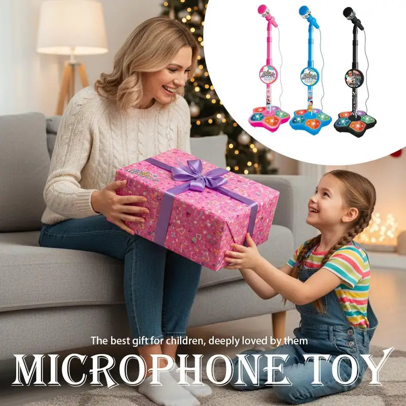 Kids Karaoke Microphone with Light & Stand - Educational Music Toy for Girls and Boys