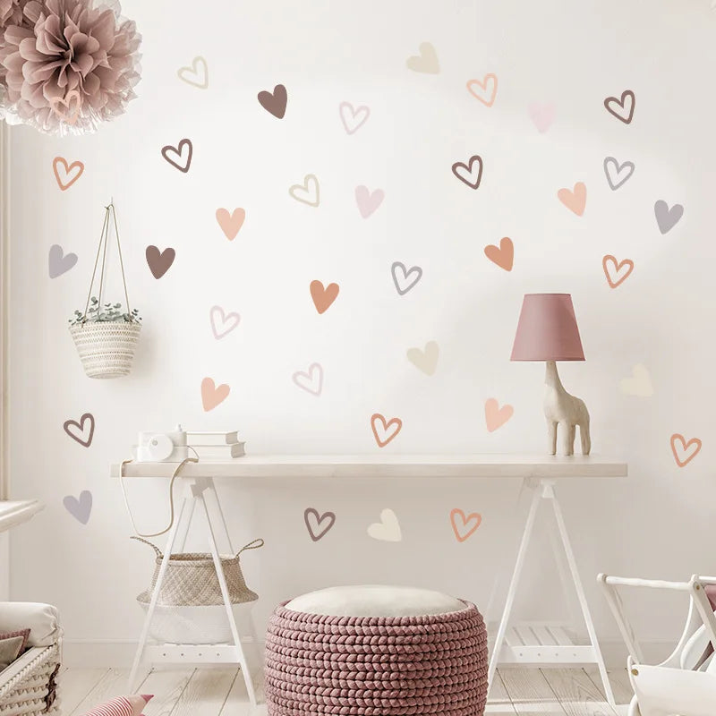 36-Pack Bohemian Heart Wall Stickers for Nursery & Kids Room Decor