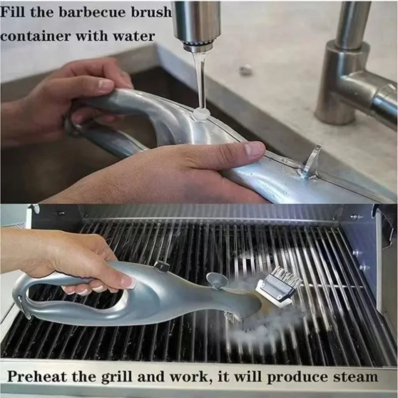 Steam Cleaning Grill Brush for Charcoal Gas & Ceramic Grills - Outdoor BBQ Tool