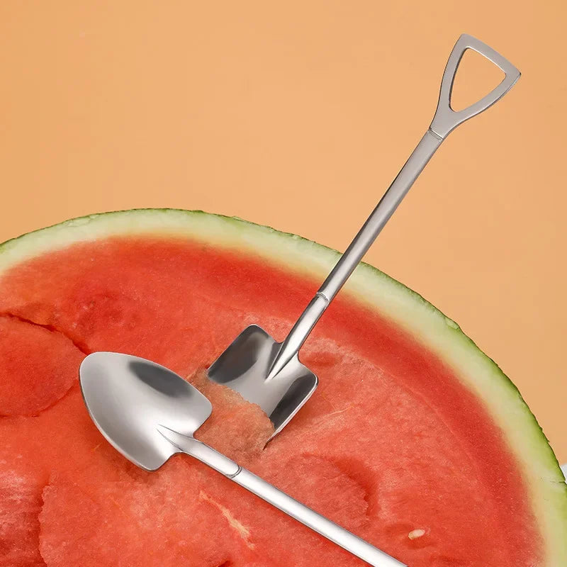 4PCS Stainless Steel Dessert Spoons Set - Cute Watermelon Shovel Design
