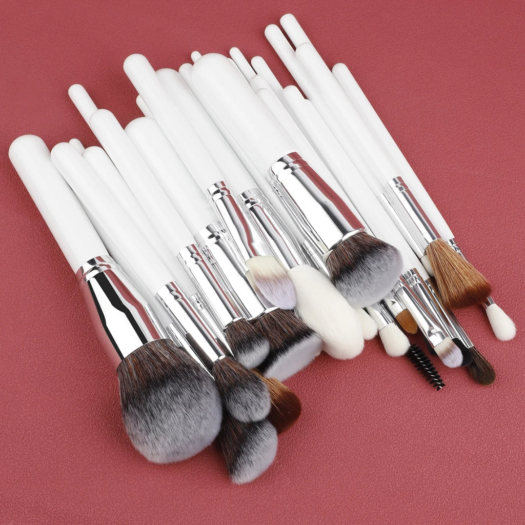 30Pcs Makeup Brush Set Professional Eye Contour Blending Brushes White Handle