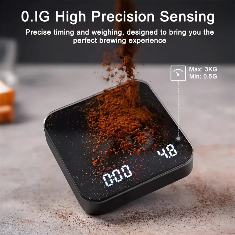 Digital Coffee Scale with Timer & LED Display - USB Rechargeable & Accurate 0.1g