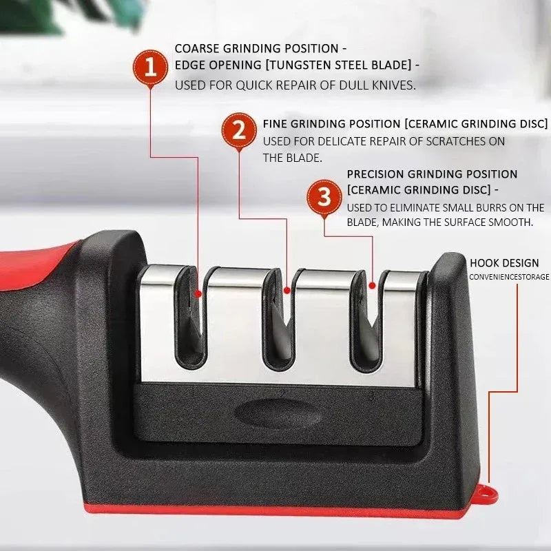 Multi-Stage Kitchen Knife Sharpener Handheld Stainless Steel Sharpening Tool