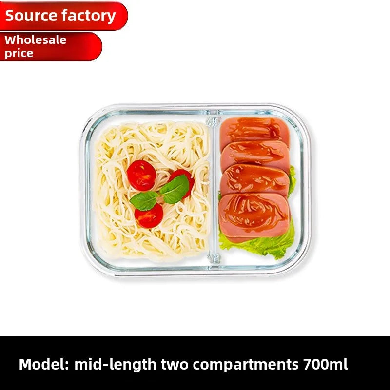 Glass Lunch Box Sealed Food Container with Lid Portable Bento Box for Picnic & Microwave