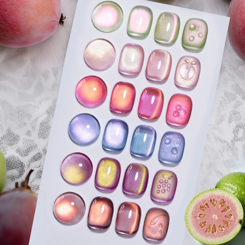Magnetic Gel Nail Polish Set 7.5ML Summer Fruit Series Cat Eye UV Polish