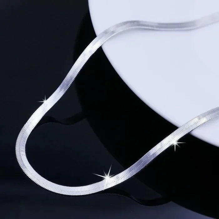 Sterling Silver 4MM Blade Chain Necklace for Women & Men - Wedding & Gift Jewelry