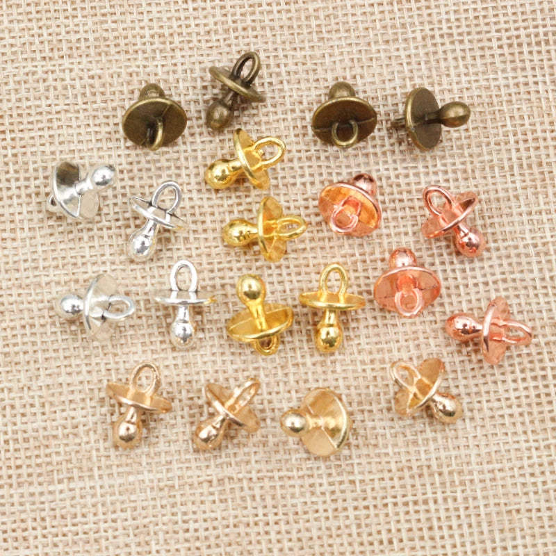30pcs Baby Pacifier Charms Pendant Set for Jewelry Making - Handmade Tibetan Silver Plated DIY Craft Supplies
