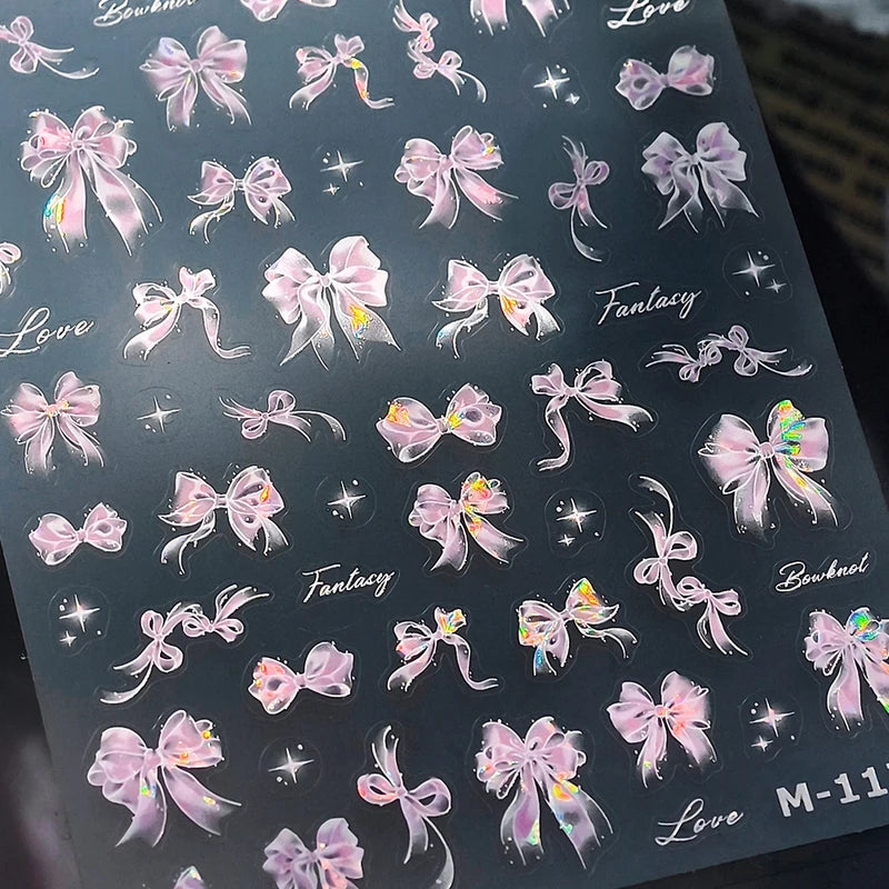 Botanical Flower 5D Nail Art Sticker Decal - Floral Gold & Sheer Designs for Manicure