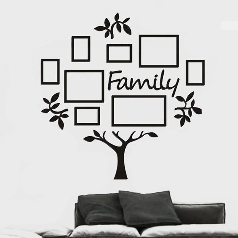 3D Acrylic Family Tree Wall Decals - DIY Photo Frame Art for Living Room