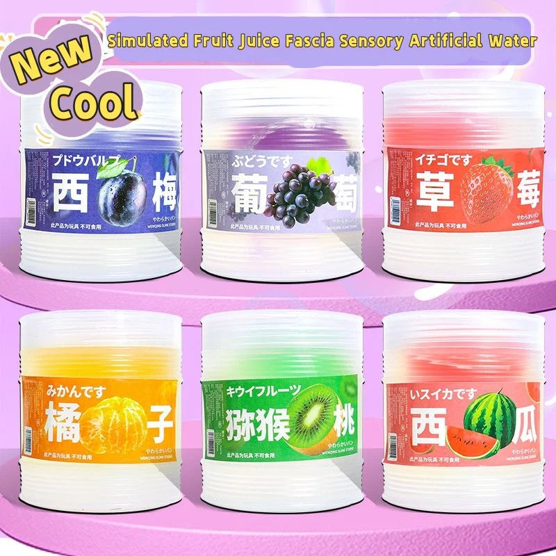 300ML Fake Fruit Juice Slime Bubble Gel Bucket Stress Relief Toy - Non-Toxic, Color Variants