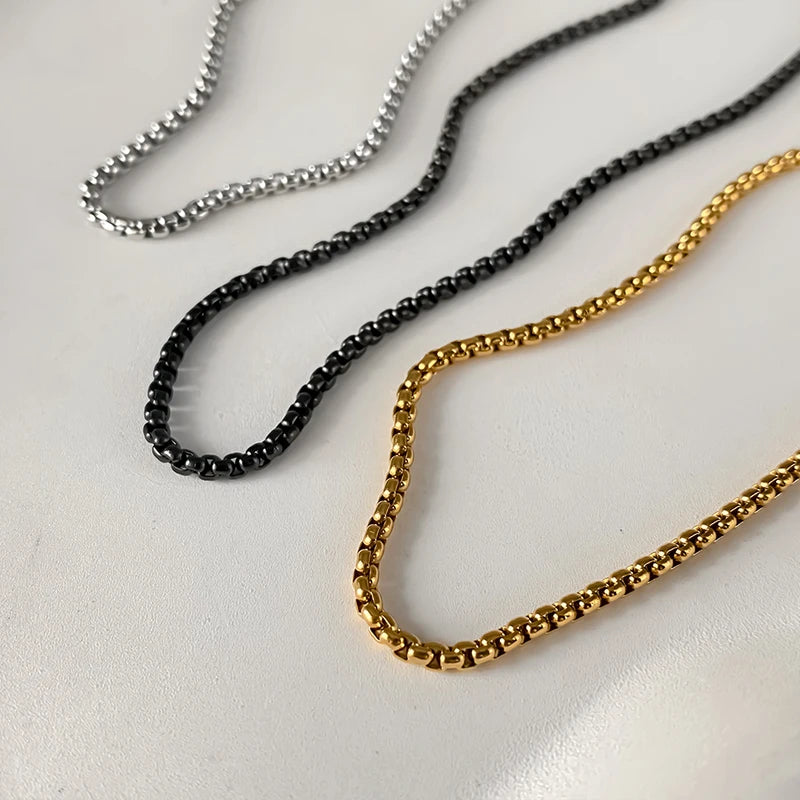 Minimalist Stainless Steel Necklace Box Chain Men & Women Jewelry
