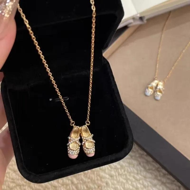 Elegant Ballet Shoe Necklace Pendant Jewelry for Women - Exquisite Design Gift