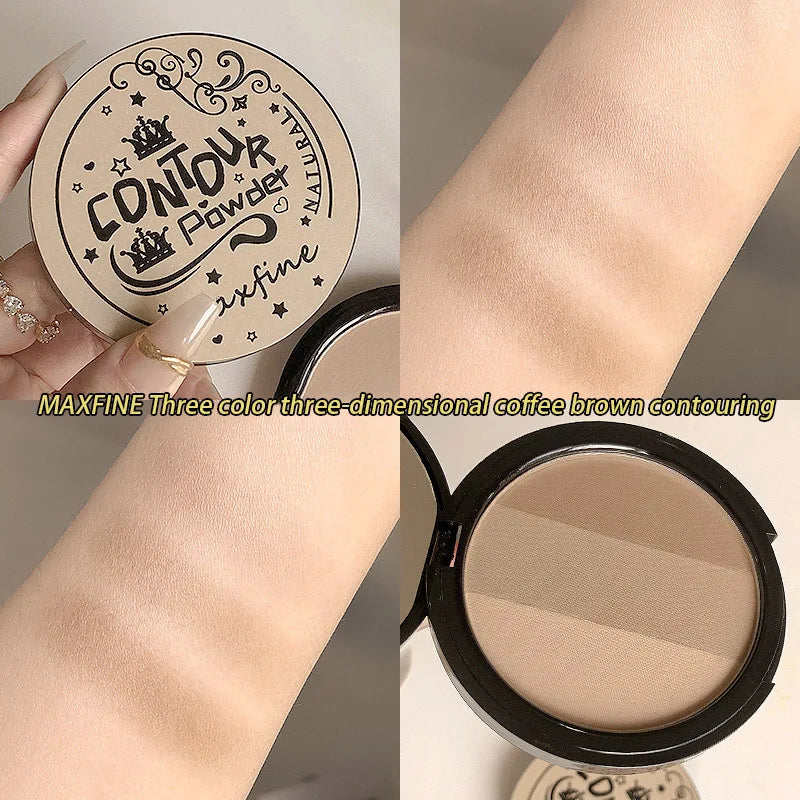 3-in-1 Powder Palette with 3 Vibrant Colors Waterproof Long Lasting Natural Face Makeup
