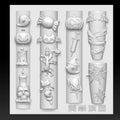 Halloween 3D Nail Decoration Mold Skull Pumpkin Bat Ghost Spider Web Candle Candy