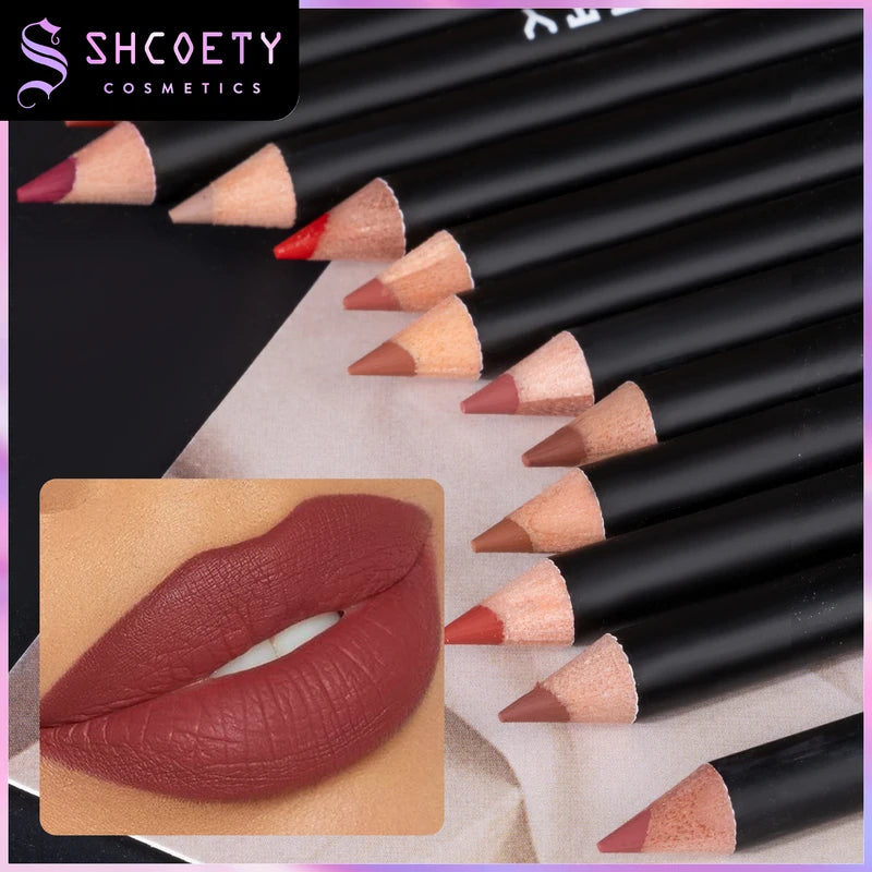 12-Color Matte Lip Pencil Set - Long-Lasting Lip Makeup Kit