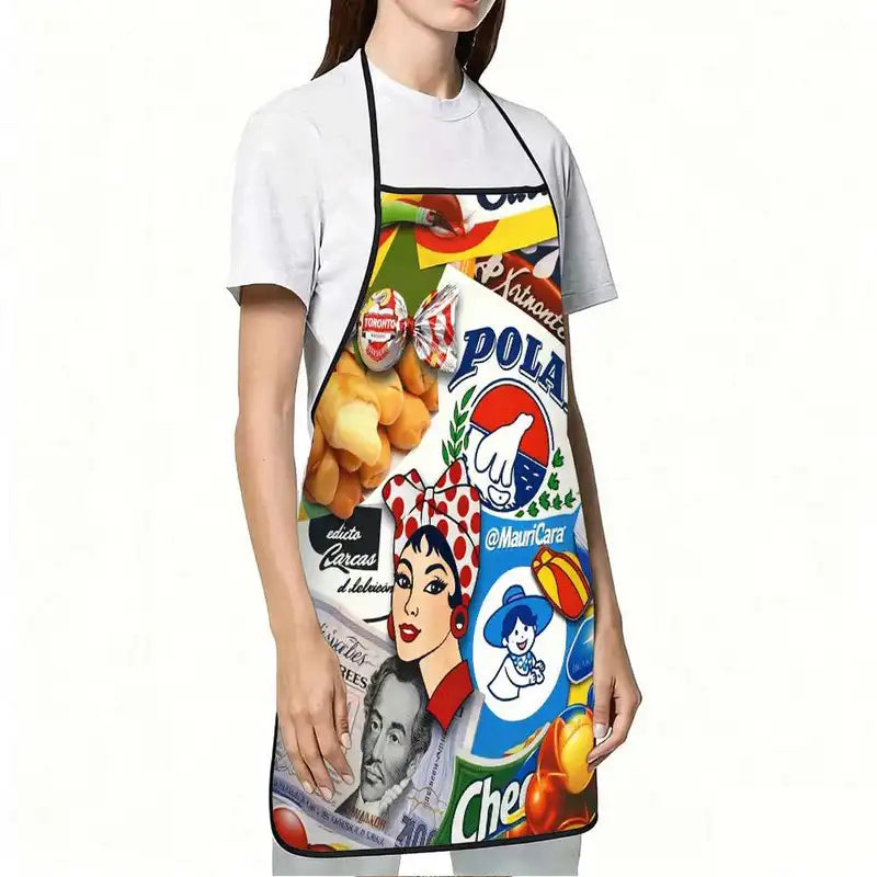 Retro Venezuelan Snacks Print Apron - Durable Kitchen Cooking Accessory