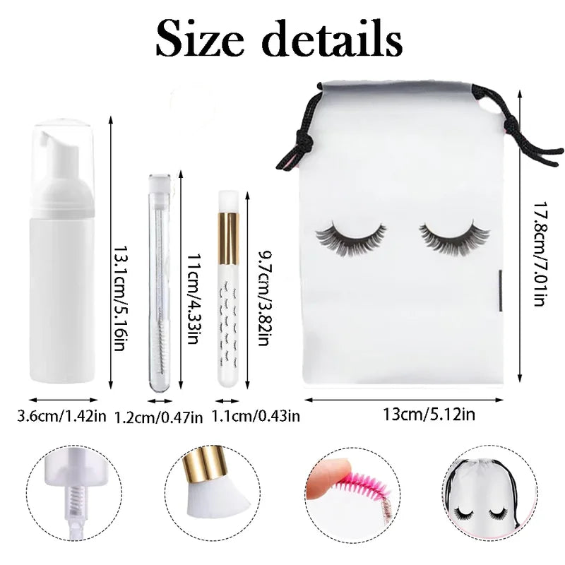 Eyelash Extension Foam Cleanser Set - Makeup Remover with Brush, 25/50 Pieces