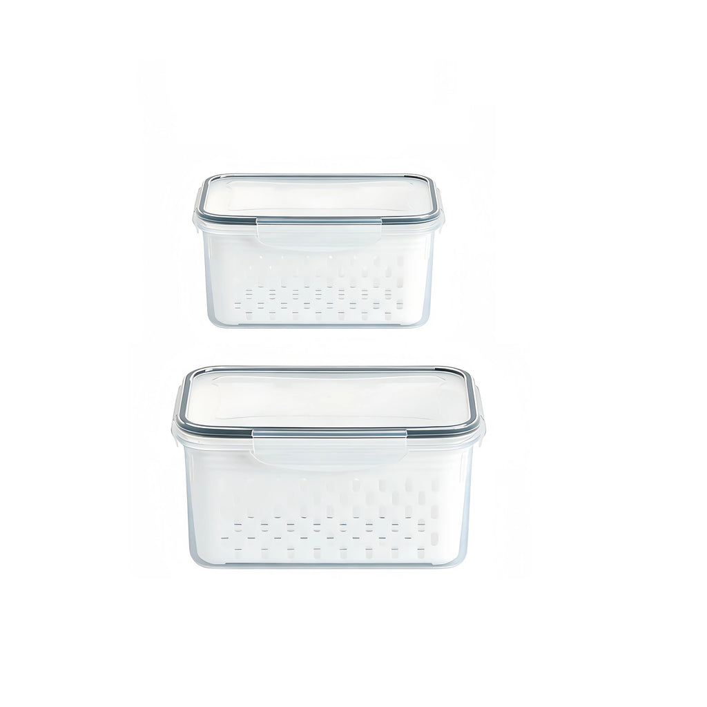 Plastic Food Storage Container Set with Lid for Fruits Vegetables Meat - Reusable Kitchen Organizer