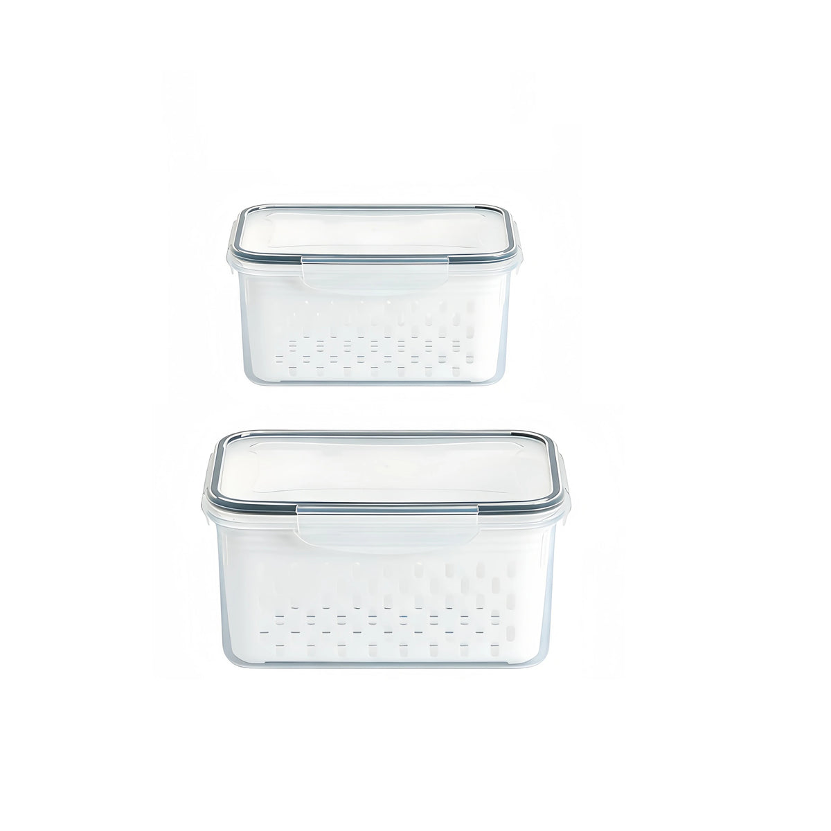 Plastic Food Storage Container Set with Lid for Fruits Vegetables Meat - Reusable Kitchen Organizer