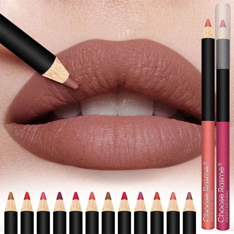 12-Color Waterproof Matte Lip Liner Set - Long-Lasting Non-Transfer Lip Makeup
