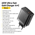 65W GaN Fast Charger USB-C Power Adapter for iPhone, Samsung, Xiaomi, MacBook
