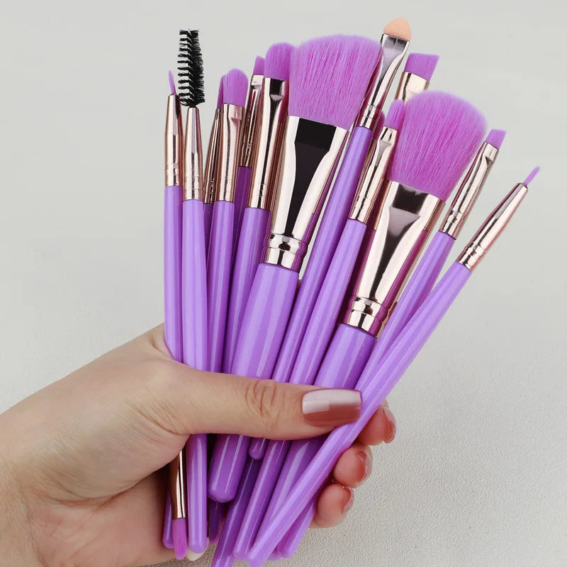 15pc Makeup Brush Set with Face Eye Lip Foundation Blush Eyelash Tools - Color Variations